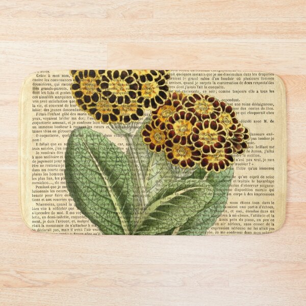 Item preview, Botanical print, on old book page - Primula auricula designed and sold by Art by Lilia.