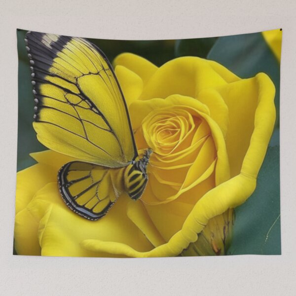 Item preview, Enchanting Butterflies and Yellow Rose: Artistic Print  designed and sold by SoulthreadzStudio.