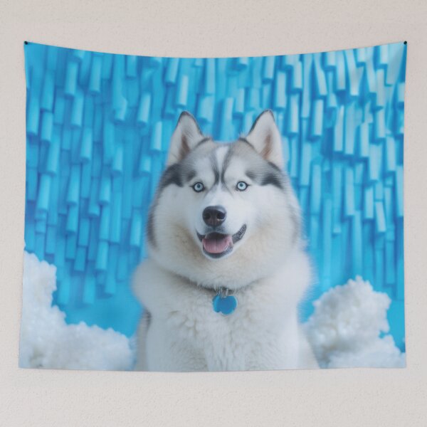 Item preview, Husky in front of blue designed and sold by DigitalArties.