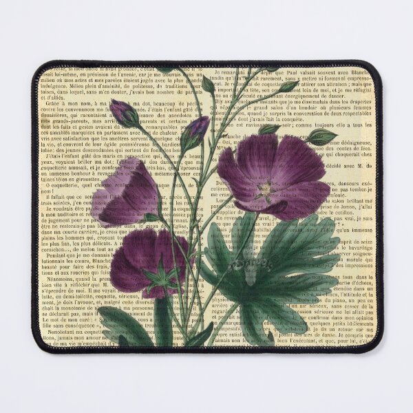 Item preview, Botanical print, on old book page - Purple Poppies designed and sold by Art by Lilia.
