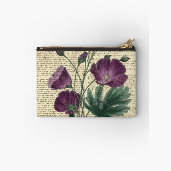 Item preview, Botanical print, on old book page - Purple Poppies designed and sold by Art by Lilia.