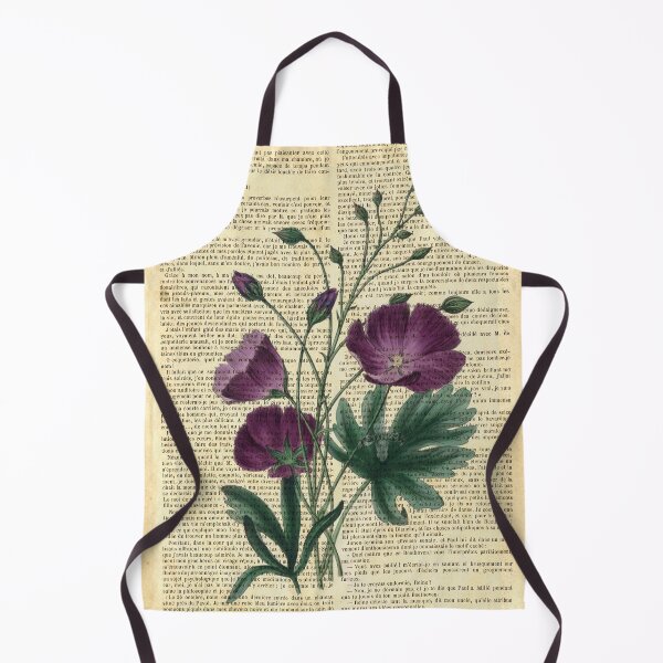 Item preview, Botanical print, on old book page - Purple Poppies designed and sold by Art by Lilia.