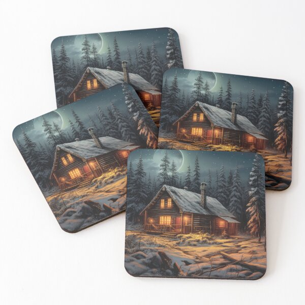 Item preview, Winter cabin in idyllic setting designed and sold by MixMediaDesign.