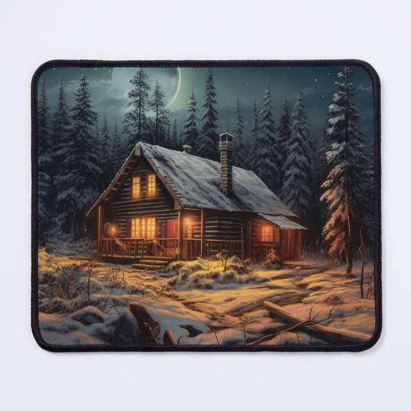 Item preview, Winter cabin in idyllic setting designed and sold by MixMediaDesign.