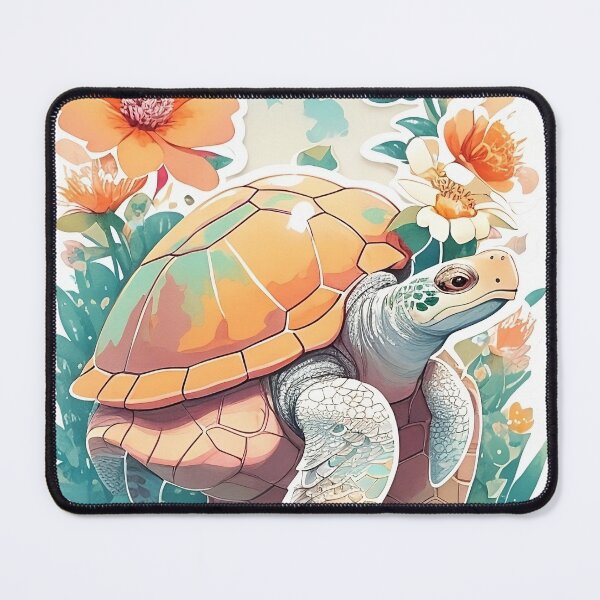 Item preview, cute turtle  fantasy flowers splash designed and sold by ThoughtTrove.
