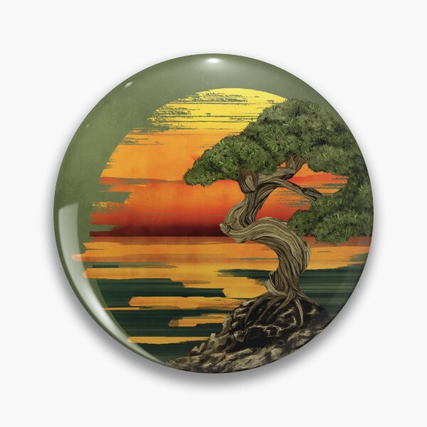 Item preview, Bonsai Tree Sunset over sea designed and sold by k9printart.