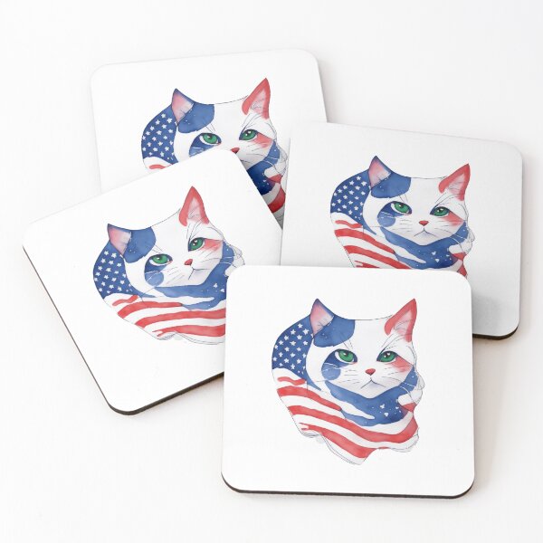 Item preview, patriot cat  against the background of the flag designed and sold by jkrphoto.