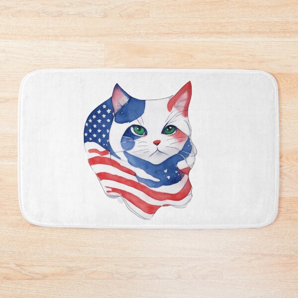 Item preview, patriot cat  against the background of the flag designed and sold by jkrphoto.
