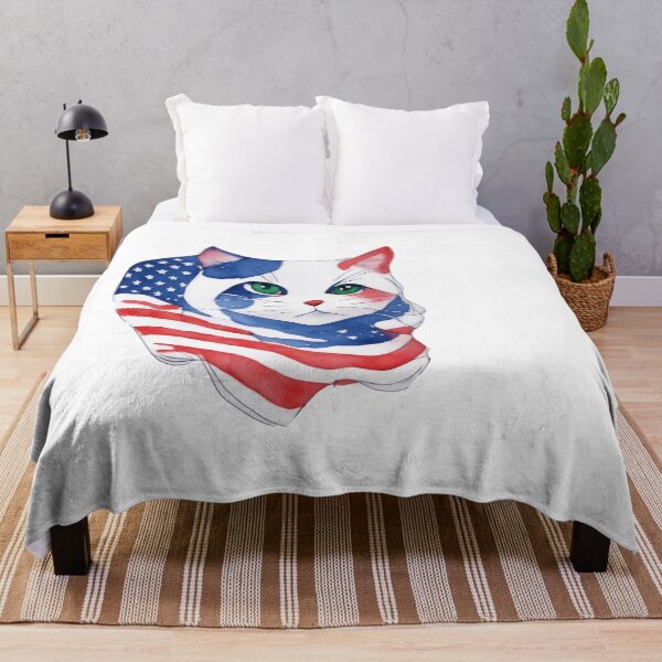 Item preview, patriot cat  against the background of the flag designed and sold by jkrphoto.