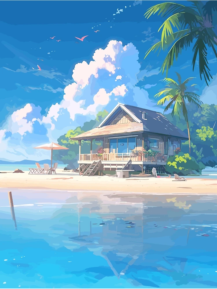 Beach House Bali Aesthetic Anime Wallpapers - Anime Background