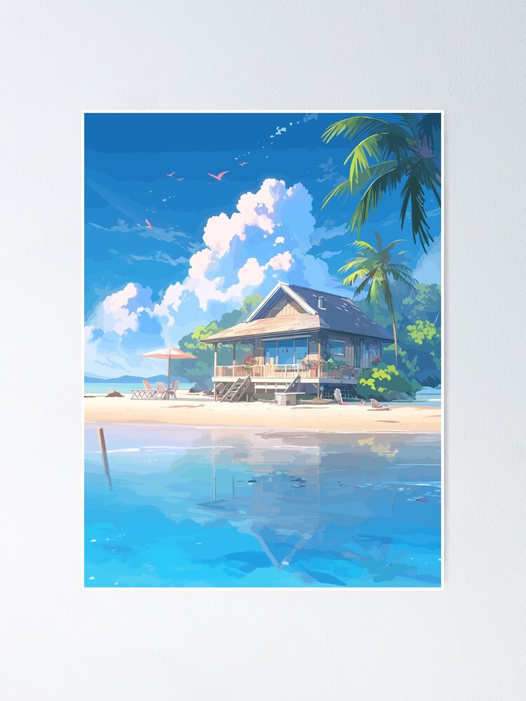 Digital Art Anime fantasy beach landscape