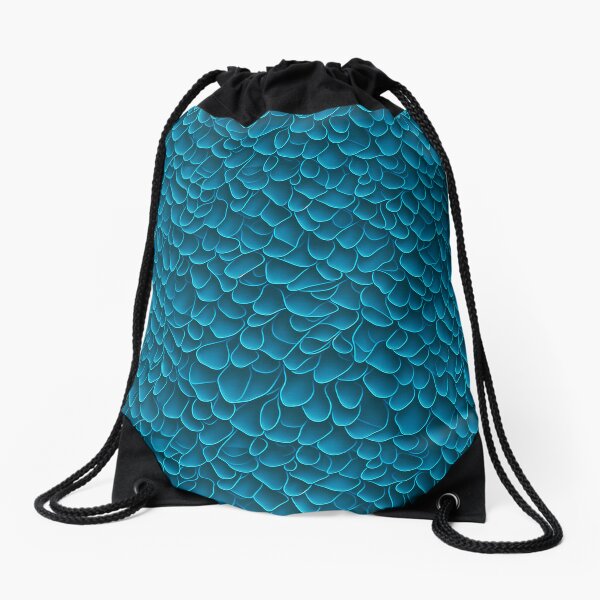 Blue leaves pattern Drawstring Bag