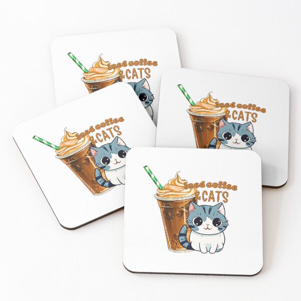 Item preview, Cat and iced coffee designed and sold by SushiAnn.