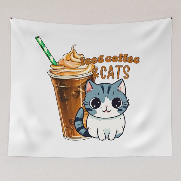 Item preview, Cat and iced coffee designed and sold by SushiAnn.