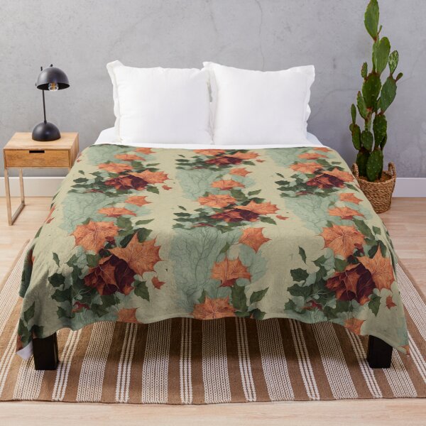 Vintage autumn leaves pattern 2 Throw Blanket