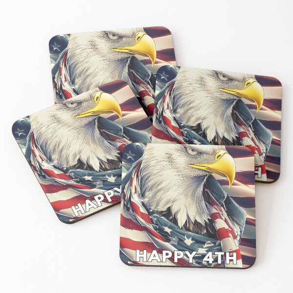 Item preview, Happy 4th of july american flag bald eagle designed and sold by TomFrontierArt.