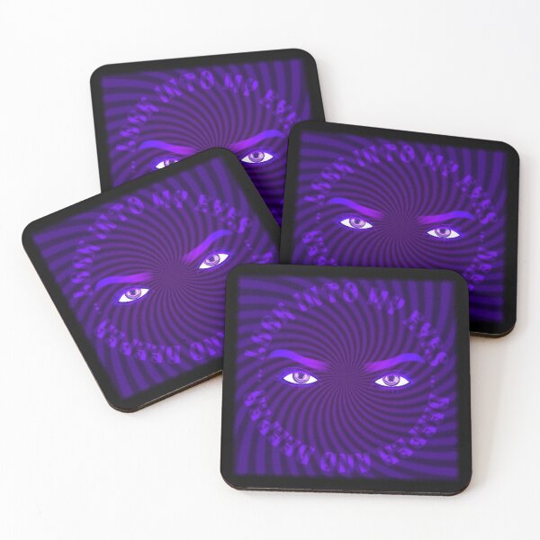 Item preview, Look Into My Eyes - Hypnotic Spiral Eyes Design (Square w/ Text) designed and sold by Ella Jameson.