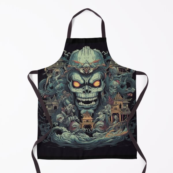 Item preview, Spectral Enigma: Haunting Skull in Yokai-inspired Spooky Environment, Intricate Vietnamese Architecture Paintings, Dimensional Multilayering, Terrorwave Style, Smokey Background, Ornate Designs designed and sold by Bee Happy Creative™.