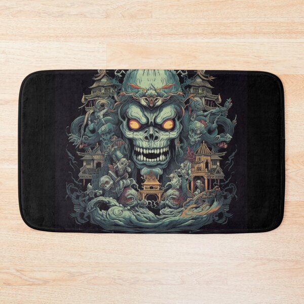 Item preview, Spectral Enigma: Haunting Skull in Yokai-inspired Spooky Environment, Intricate Vietnamese Architecture Paintings, Dimensional Multilayering, Terrorwave Style, Smokey Background, Ornate Designs designed and sold by Bee Happy Creative™.