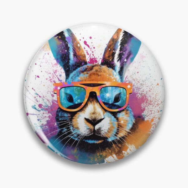 Aperçu de l'œuvre Lapin avec des éclaboussures de couleur de lunettes créée et vendue par ParallelDust.