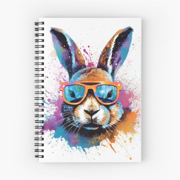 Aperçu de l'œuvre Lapin avec des éclaboussures de couleur de lunettes créée et vendue par ParallelDust.