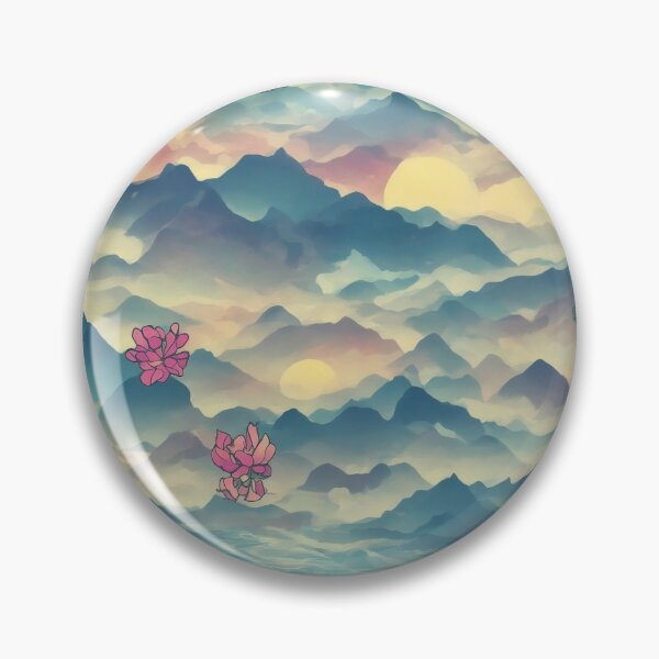 Item preview, Nature's Symphony: A Vibrant T-Shirt Graphic with Sunrise Mountains and Colorful Flowers designed and sold by RedArtG09.