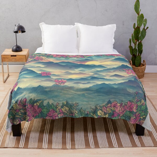 Item preview, Nature's Symphony: A Vibrant T-Shirt Graphic with Sunrise Mountains and Colorful Flowers designed and sold by RedArtG09.
