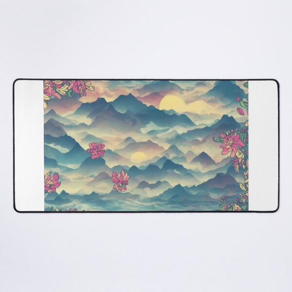 Item preview, Nature's Symphony: A Vibrant T-Shirt Graphic with Sunrise Mountains and Colorful Flowers designed and sold by RedArtG09.
