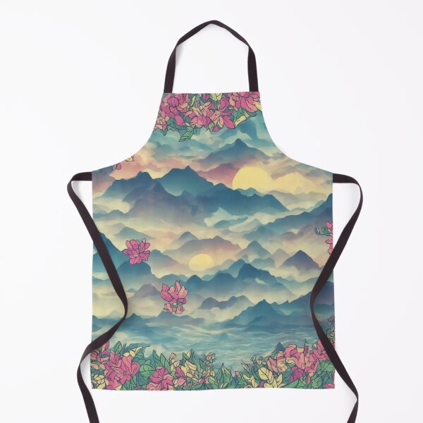 Item preview, Nature's Symphony: A Vibrant T-Shirt Graphic with Sunrise Mountains and Colorful Flowers designed and sold by RedArtG09.