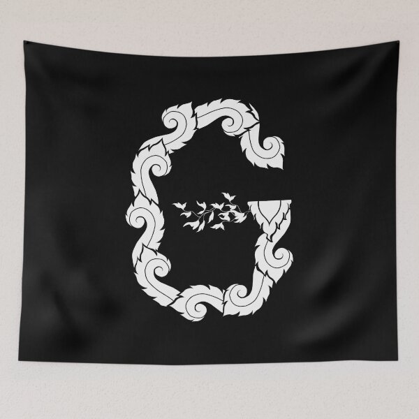 Item preview, White elegant letter G with Thai art elements. designed and sold by KanyaluckArtist.