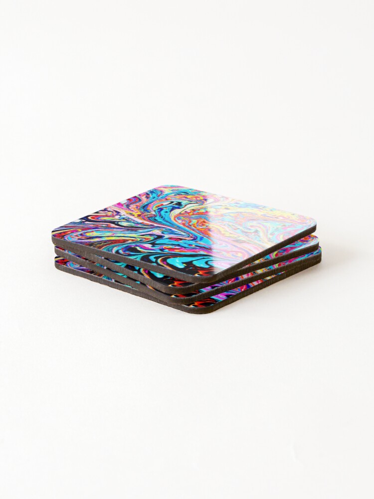 Thumbnail 4 of 5, Coasters (Set of 4), Colorful Abstract Pattern designed and sold by Unique-Design-4.
