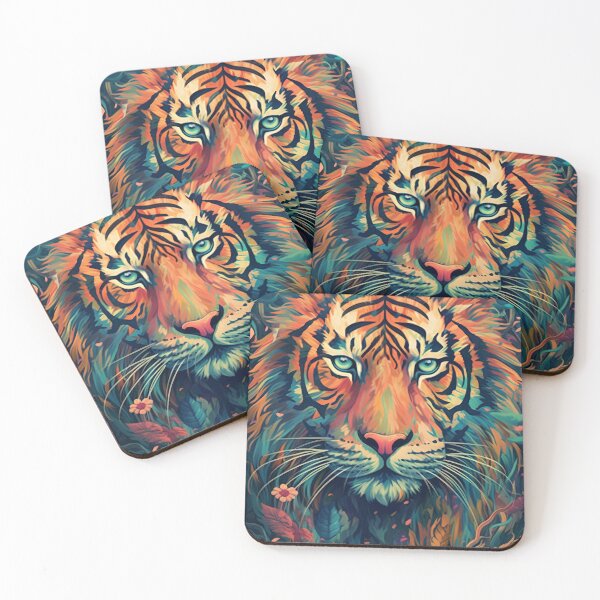 Item preview, tiger and flowers painting designed and sold by R&B Art and design.