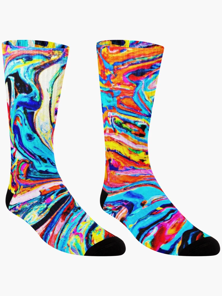 Thumbnail 3 of 5, Socks, Colorful Abstract Pattern designed and sold by Health And Fitness Posts e-Store.