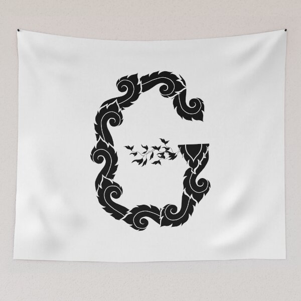 Item preview, Black elegant letter G with Thai art elements. designed and sold by KanyaluckArtist.