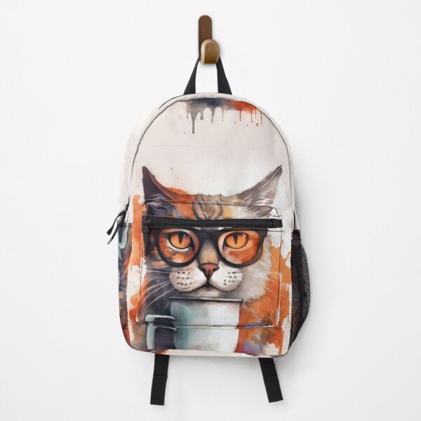 Item preview, Cat with glasses and coffee color splatter designed and sold by ParallelDust.