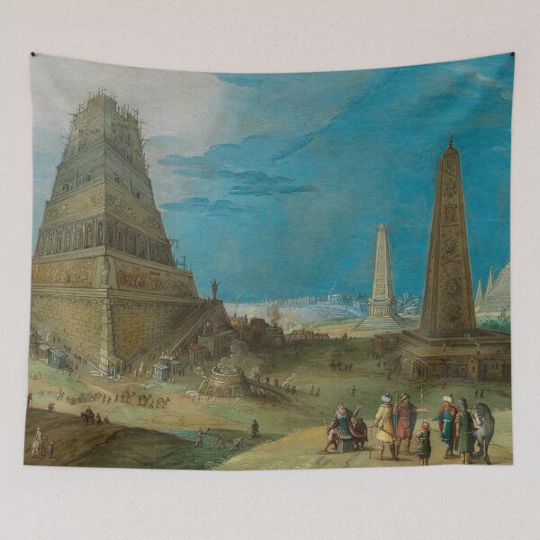 Item preview, Nimrod Supervising the Construction of the Tower of Babel | Hendrck van Cleve III | 1570 Renaissance Biblical Art designed and sold by CJET.
