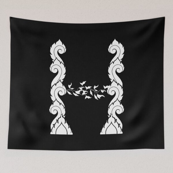 Item preview, White elegant letter H with Thai art elements. designed and sold by KanyaluckArtist.