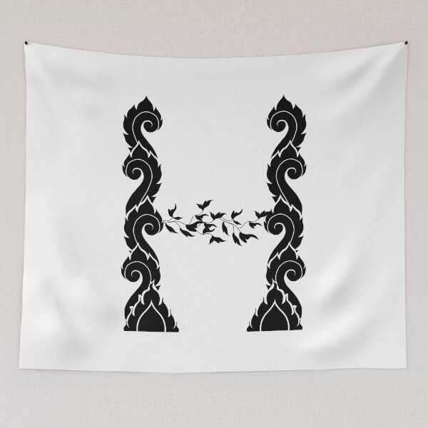 Item preview, Black elegant letter H with Thai art elements. designed and sold by KanyaluckArtist.