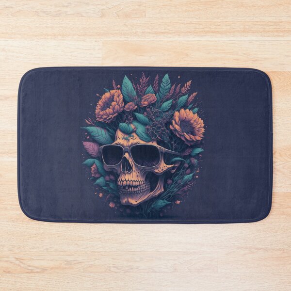 Item preview, Cool skull with flowers and glasses designed and sold by ArtCraftLab.