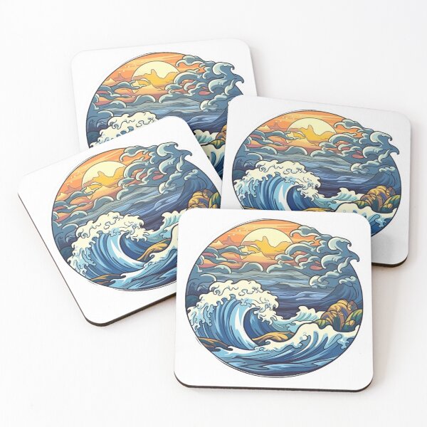 Item preview, Waves, Ocean, and Sunset Sticker: Embrace the Serenity of Coastal Beauty designed and sold by joanwatson45.
