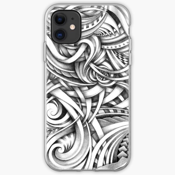 Escher Like Abstract Hand Drawn Graphite Gray Depth iPhone Soft Case