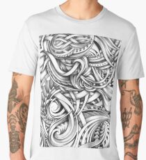 Escher Like Abstract Hand Drawn Graphite Gray Depth Men's Premium T-Shirt