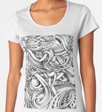 Escher Like Abstract Hand Drawn Graphite Gray Depth Women's Premium T-Shirt