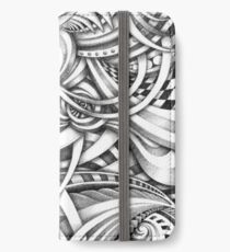 Escher Like Abstract Hand Drawn Graphite Gray Depth iPhone Wallet/Case/Skin