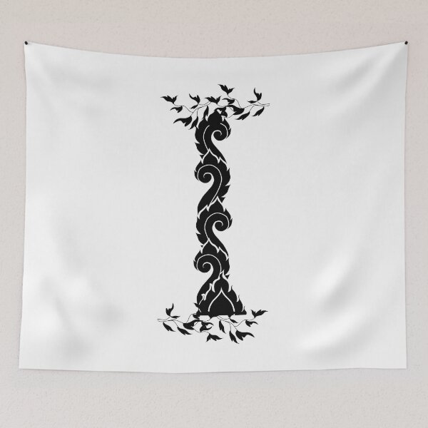 Item preview, Black elegant letter I with Thai art elements. designed and sold by KanyaluckArtist.