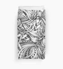 Escher Like Abstract Hand Drawn Graphite Gray Depth Duvet Cover