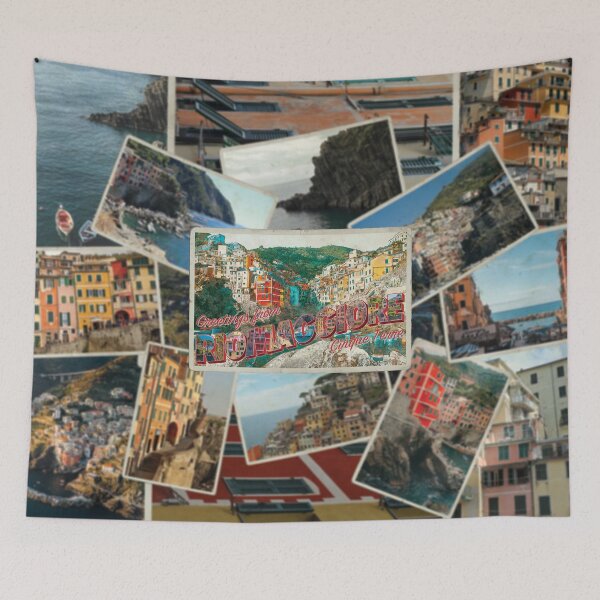 Item preview, Greetings from Riomaggiore Cinque Terre vintage style retro souvenir designed and sold by DeveloperProp0.