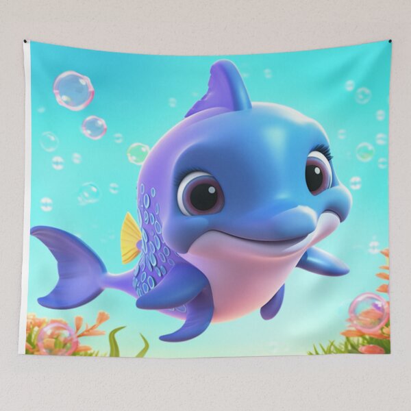 Item preview, little dolphin in the depths of the sea designed and sold by DigitalPixelize.