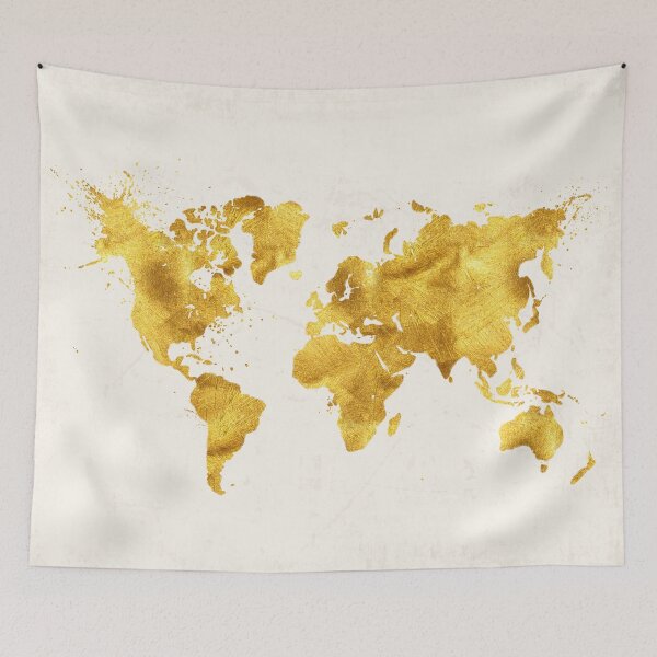 Item preview, Gold World Map 24 Karat World faux golden texture designed and sold by Glimmersmith.