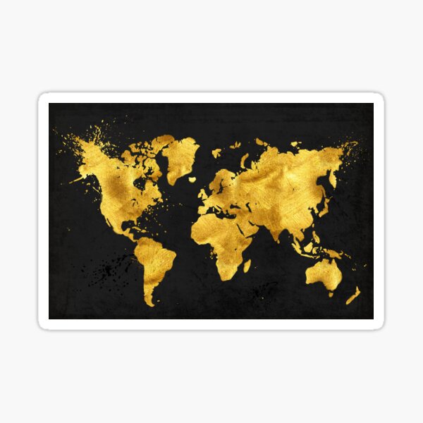 Item preview, 24 Karat World in black, gold metal texture world map designed and sold by Glimmersmith.